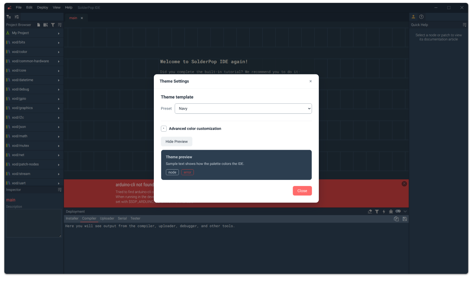 SolderPop IDE one-click flashing screenshot