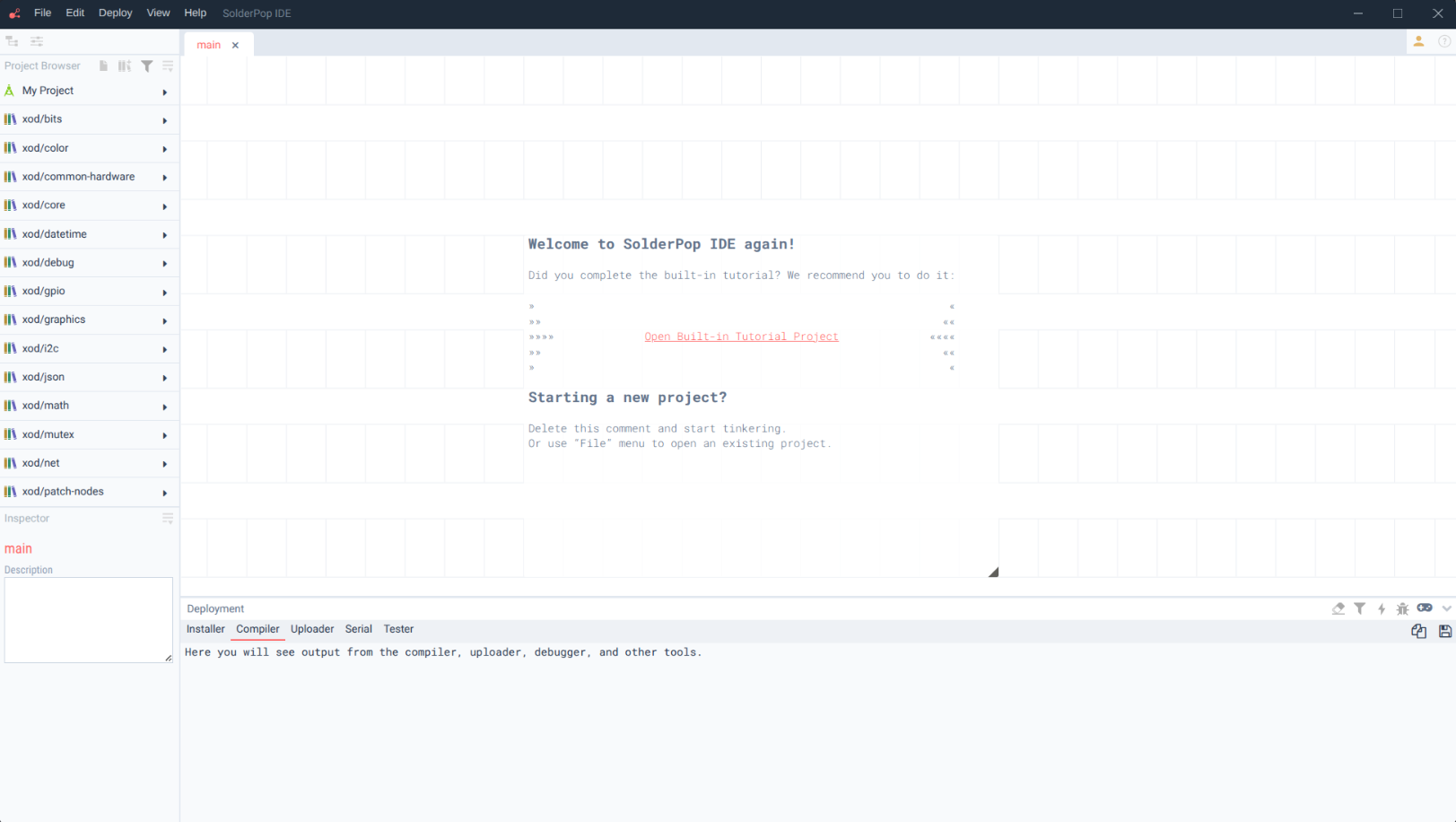 SolderPop IDE main workspace screenshot